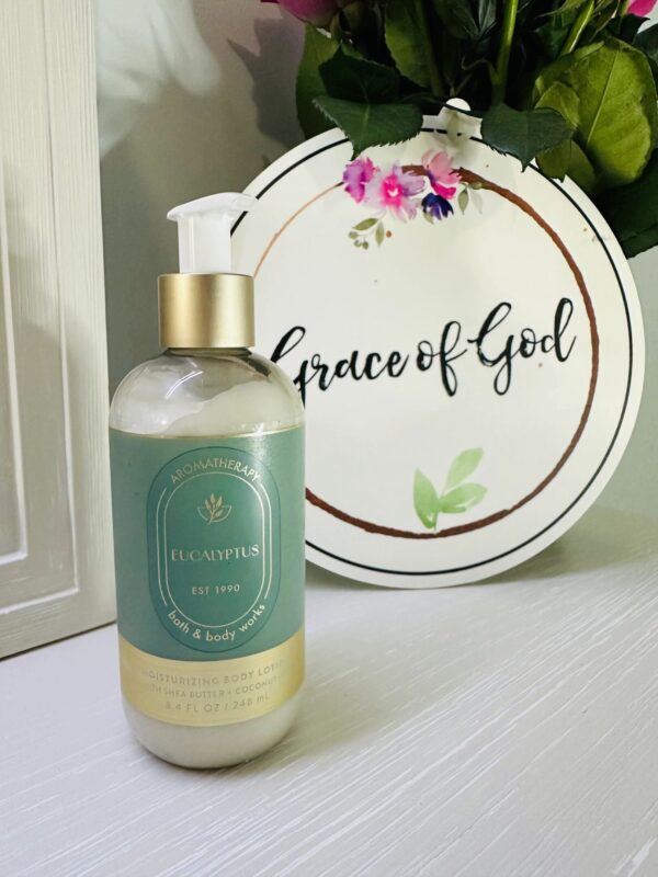 Eucalyptus body wash with decorative sign