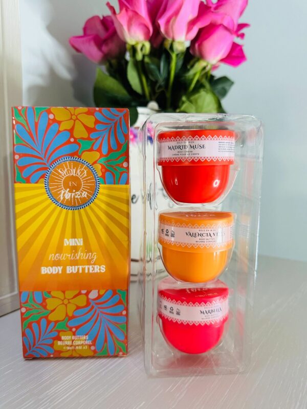 Vibrant body butter trio with pink flowers