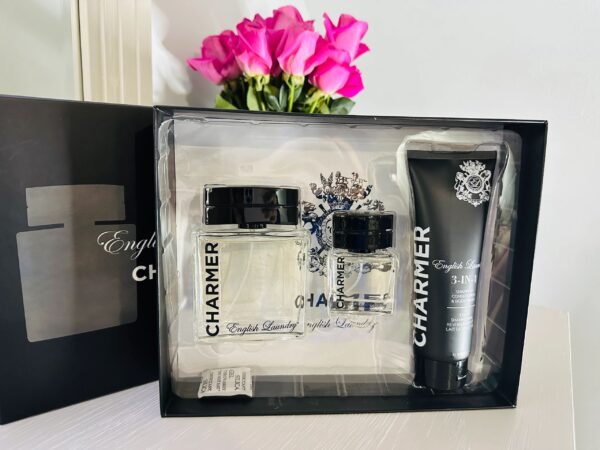 Perfume gift set with pink flowers