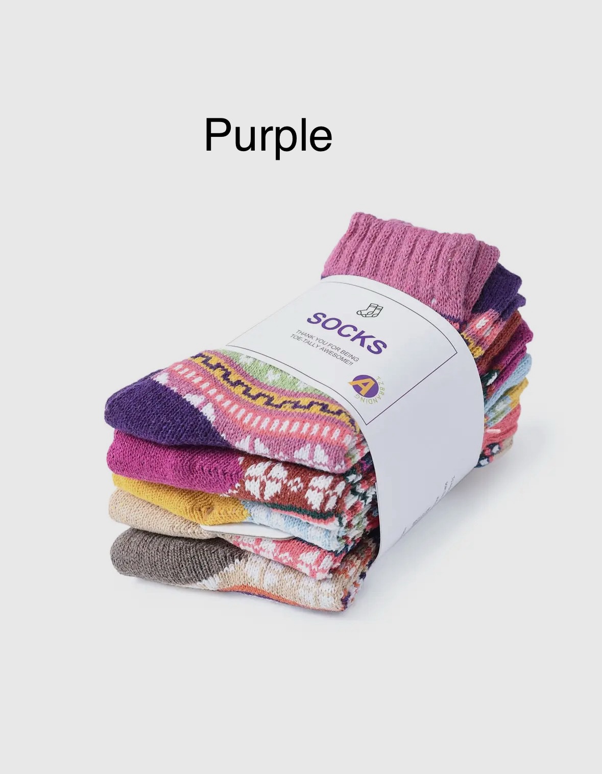 Rufia - 5 Pairs Bohemian Wool-Blend Socks Set - Image 3