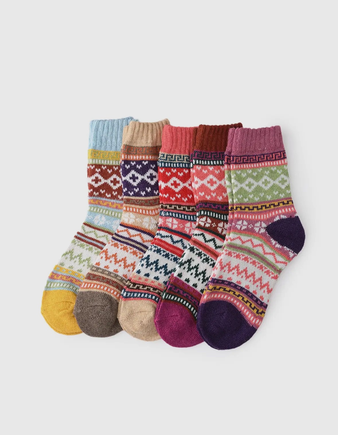 Rufia - 5 Pairs Bohemian Wool-Blend Socks Set - Image 7