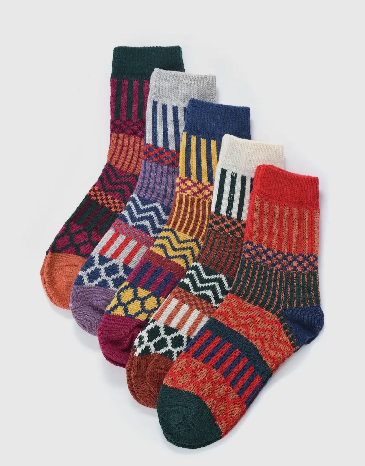 Rufia - 5 Pairs Bohemian Wool-Blend Socks Set - Image 8