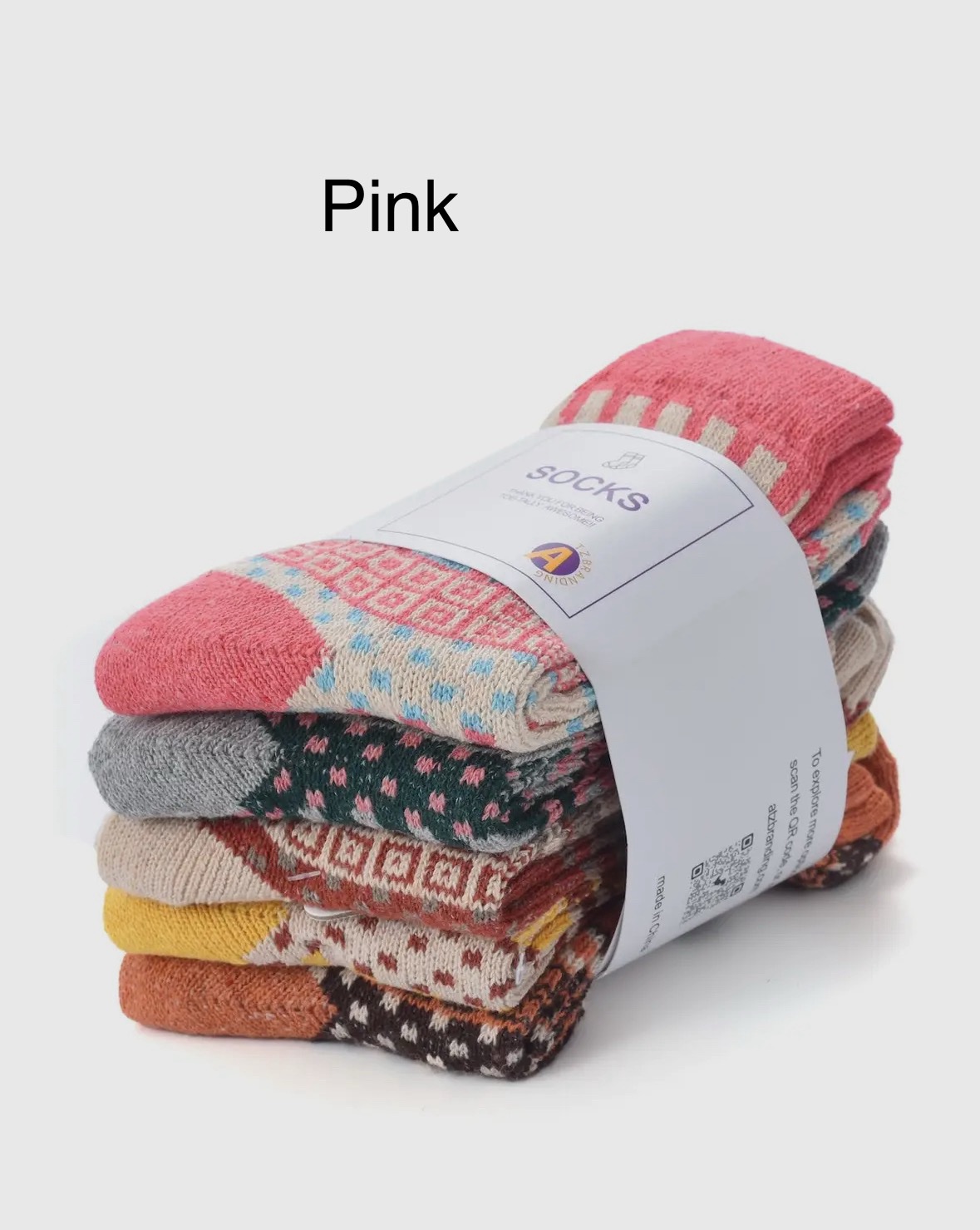 Rufia - 5 Pairs Bohemian Wool-Blend Socks Set