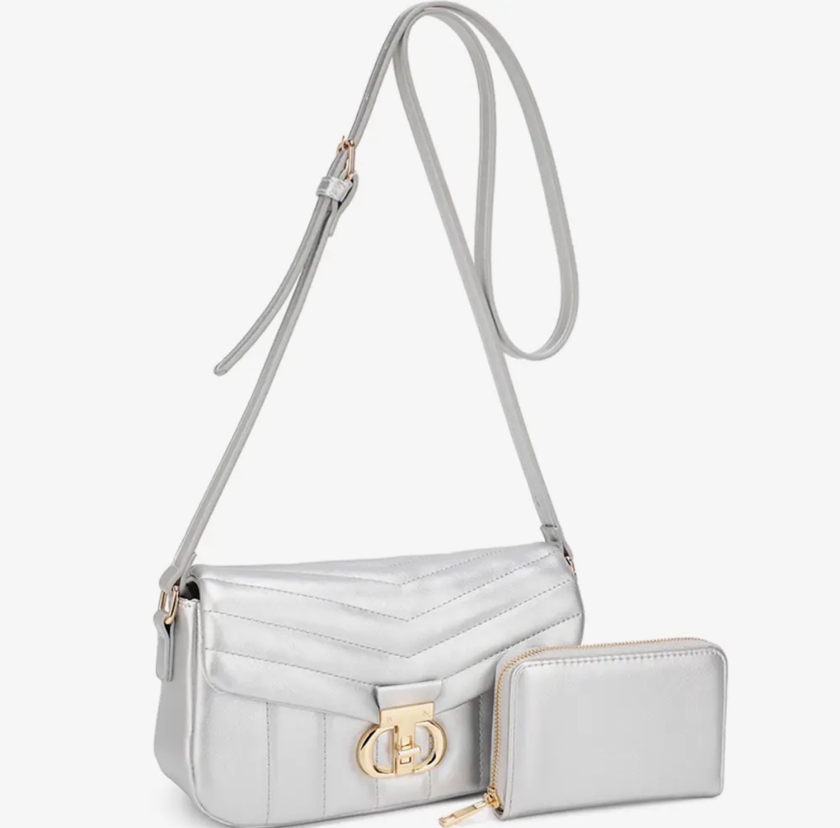 2 in1 quilted design crossbody w wallet set - Image 2