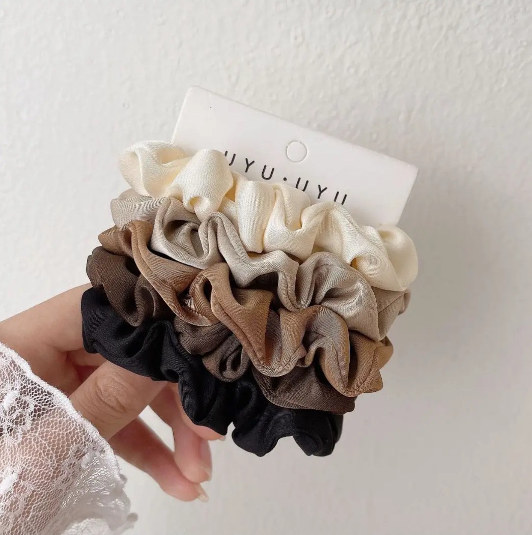 5PCS Satin Hair Scrunchies Set - Image 3