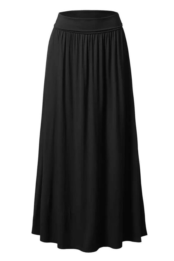 High Waist Pleated Elastic Maxi Skirt Women