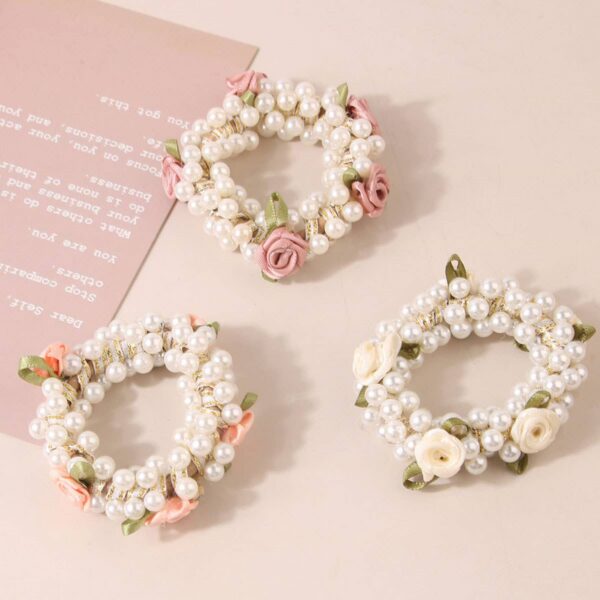 Rose pearl hair ties scrunchies stretch hair rope