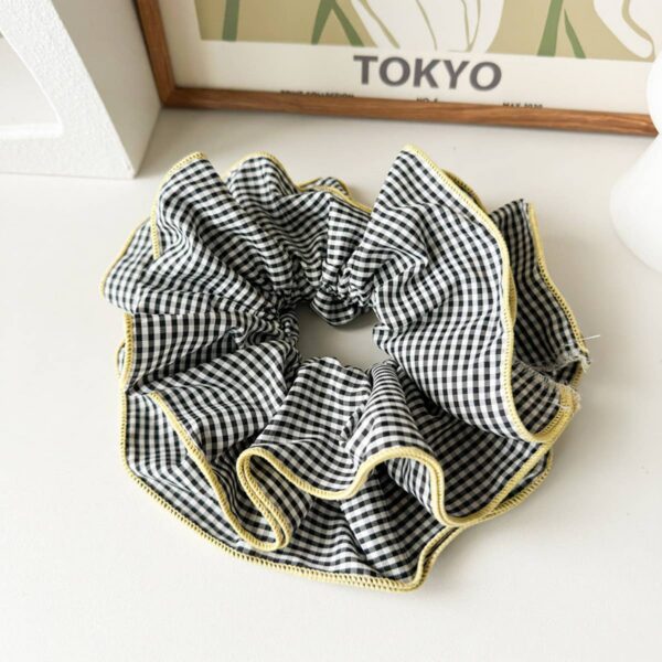 Niche retro plaid ruffled hair ring hair rope