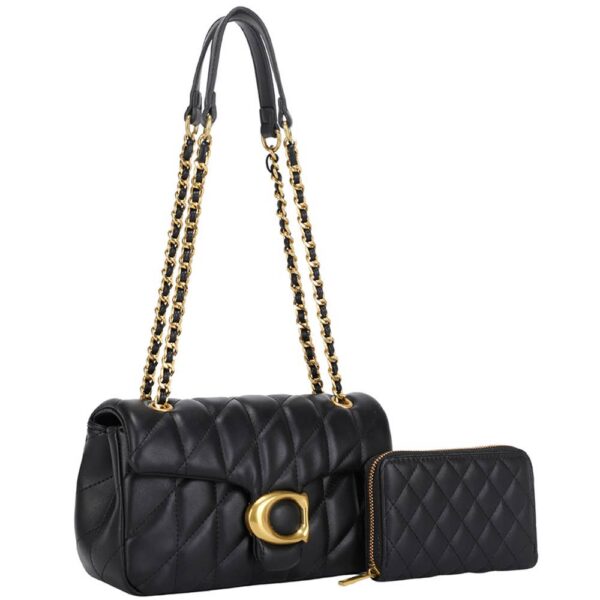 2in1 quilted design shoulder bag with wallet set