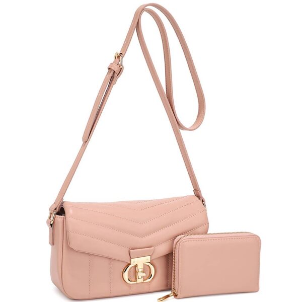 2 in1 quilted design crossbody w wallet set