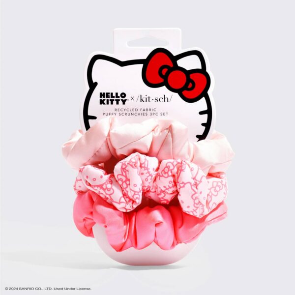 KITSCH - Hello Kitty x Kitsch Recycled Fabric Puffy Scrunchies 3pcSet